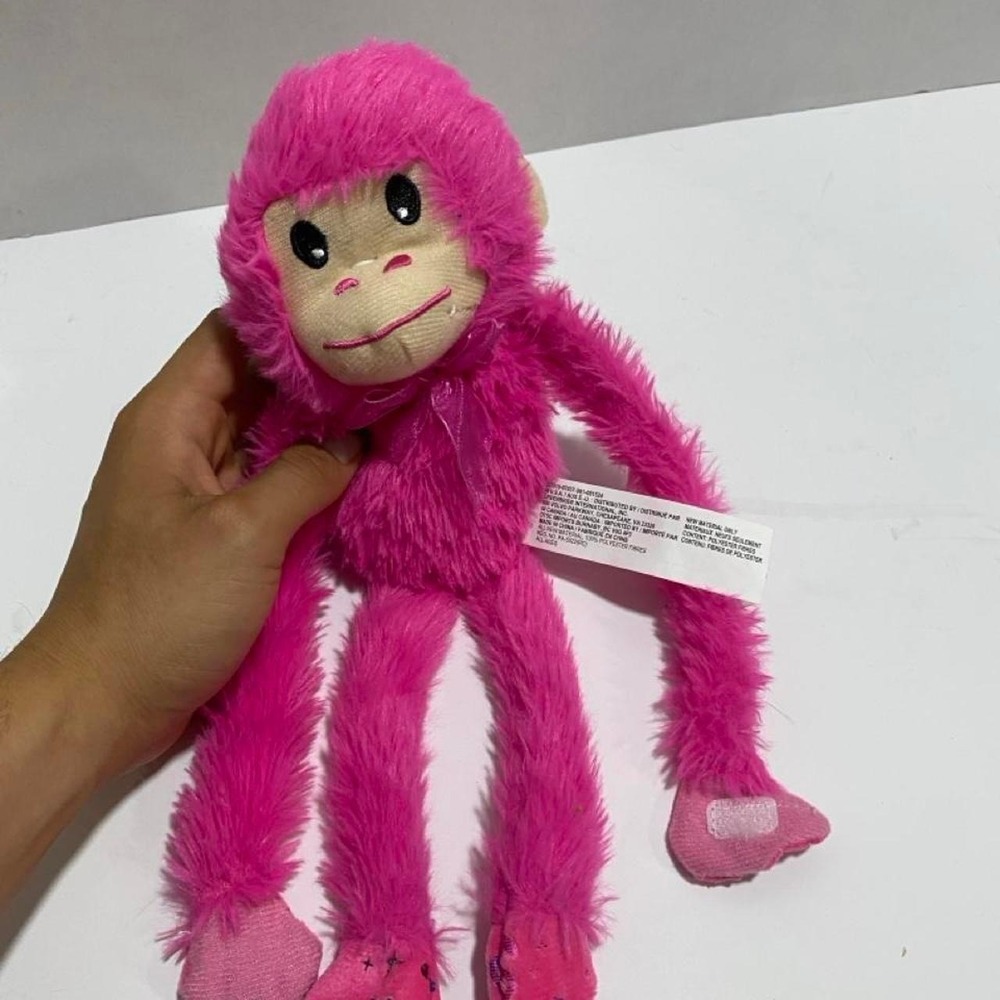 Pink Plush hanging monkey 12"H. SKU-A898